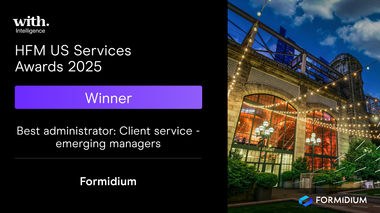 Formidium Wins at HFM US Services Awards 2025 for Outstanding Client Service to Emerging Managers